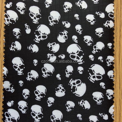 100% Polyester Black and White Skeleton Printing Oxford Fabric