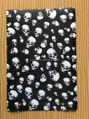 100% Polyester Black and White Skeleton Printing Oxford Fabric