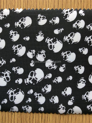 100% Polyester Black and White Skeleton Printing Oxford Fabric